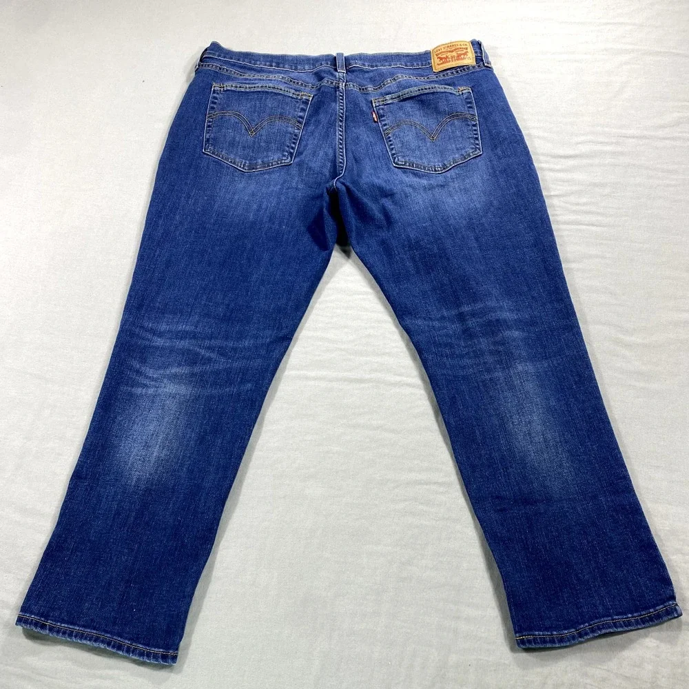 Levis‎ Boyfriend Jeans Womens 36x25 Blue Denim Mid Rise Casual Comfort Stretch ^